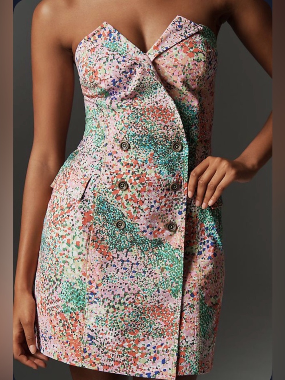 Maeve Multicolor Strapless Confetti-Print Dress ANTHROPOLOGIE